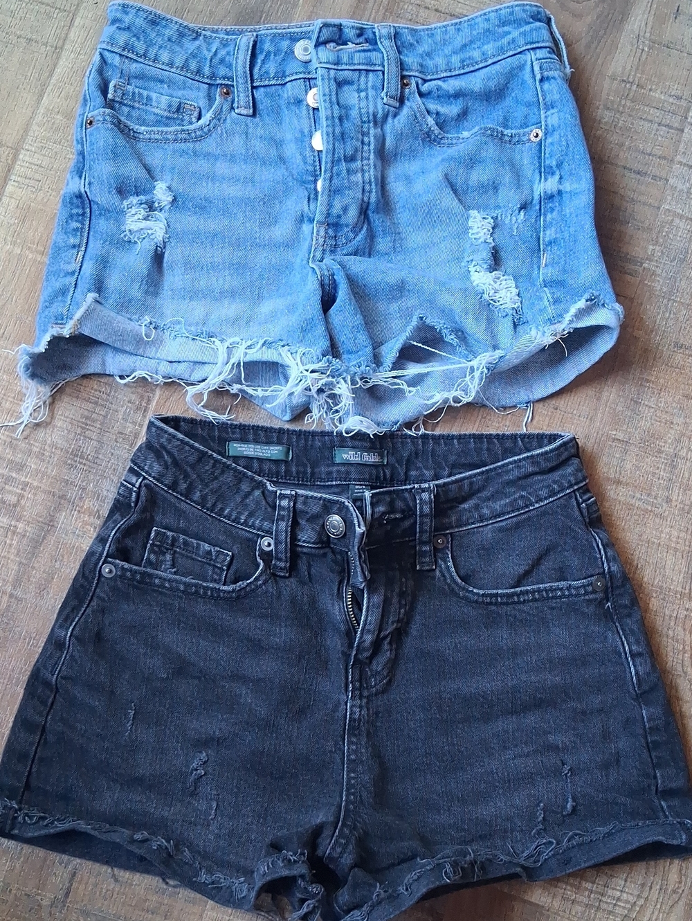 wild fable  Black Distressed Denim Shorts & Old Navy light blue Duo